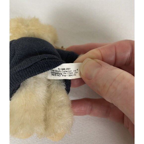 Boyds Bears Mini Teddy "Best Friends" Plush Navy Sweater Collectible 5" Vintage - Picture 3 of 8